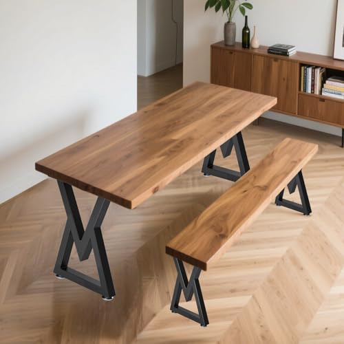 28" Tall Metal Table Legs Desk Legs, Replacement Furniture Feets Set of 2 for DIY Coffee Tables, Modern Desks, Night Stands, Sofa, etc with Heavy Duty Iron and Industrial Design, Black - size: 28 Inch V