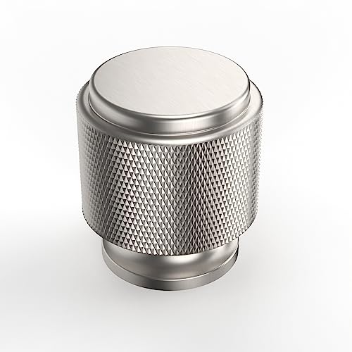 Asidrama 30 Pack Brushed Satin Nickel Kitchen Cabinet Knobs - Knurled Dresser Drawer Cabinet Hardware Zinc Knobs for Dresser Drawers - color: Brushed Satin Nickel, style: 30 Pack