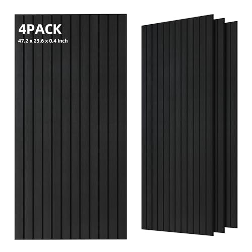 TO-TH Sound Absorbing Panels Wood Grain Acoustic Wall Panel 4 Pack, Smoky - color: Smoky, size: 4 pcs - 47.2'' * 23.6''
