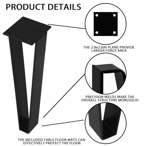 NXN-HOME 12 inch Metal Bench Legs Triangle-Shape Furniture Legs, Solid Steel Table Legs Metal Couch Legs Metal Legs for Sofa Couch Dresser Coffee Table (Set of 4) - size: 12 INCHES