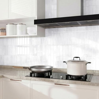 Peel and Stick Backsplash Tile for Kitchen, 10 Sheets, 11.42''x9'' - color: Pearl White