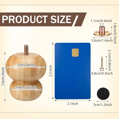 4 Pack Wood Bun Feet 3 Inch, Natural Dresser Legs for Sofa Cabinet - color: Natural, size: 3 Inch