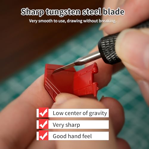 Model Scriber, Line Scriber with Tungsten Steel Blades, Model Scribing Tool for Modeling Hobby, RG Scale Model, Gundam Model Kit, Plastic Models, Resin GK Carved Engraved Lines (0.125MM) - size: 0.125MM