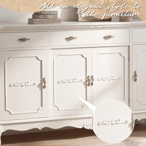 Roowest 2 Pcs Carved Appliques Onlays White PVC Appliques for Furniture Decorative 3D Foliate Scroll Carved Onlay DIY Decorative for Cabinet Dresser Bed Door Wall Wardrobe Ceiling - style: Foliate Scroll