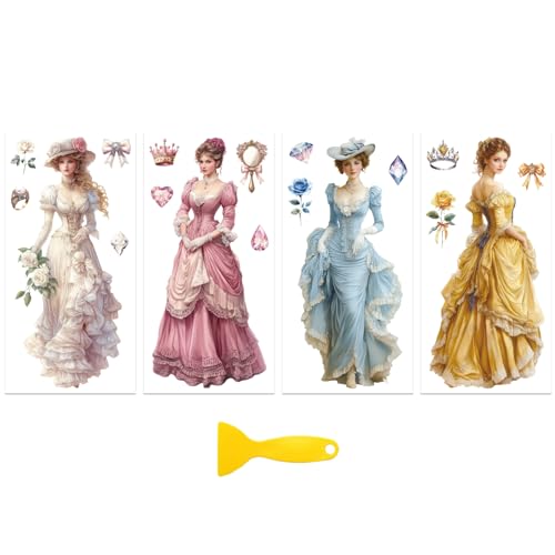 Peacoblue Victorian Woman Rub On Transfers for Furniture Craft 6"x12" - style: Victorian Woman