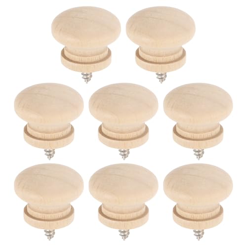 uxcell 8Pcs Round Wood Drawer Knob, 1.1" x 0.83" Self-Tapping Solid Wood Handle Round Cabinet Knob Mushroom Shape Wooden Knobs for Furniture Dresser Wardrobe, Wood Color - color: Wood Color, size: 1.1" x 0.83"