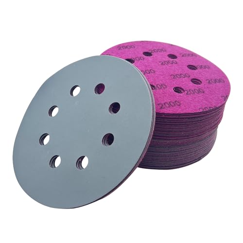5 Inch 2000 Grit Sanding Discs 70pcs Hook and Loop 8 Holes Wet Dry Sandpaper,Premium Silicon Carbide Abrasive for Automotive, Woodworking, Metal Polishing and Sanding. - style: 5in-8 hole(Grit 2000)
