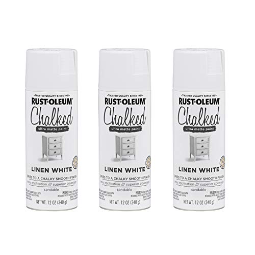 Rust-Oleum Chalked Ultra Matte Linen White Spray Paint - color: Linen White, size: 12 Ounce (Pack of 3)