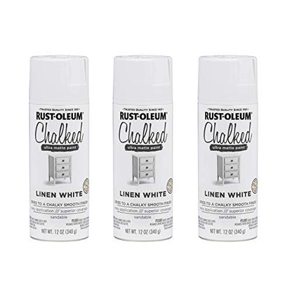 Rust-Oleum Chalked Ultra Matte Linen White Spray Paint - color: Linen White, size: 12 Ounce (Pack of 3)