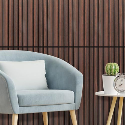 Art3d 48 x 6 in WPC Wood Slat Wall Panels, 3D Wall Accents, 16-Pack, Walnut - color: Walnut, size: 48" * 6"
