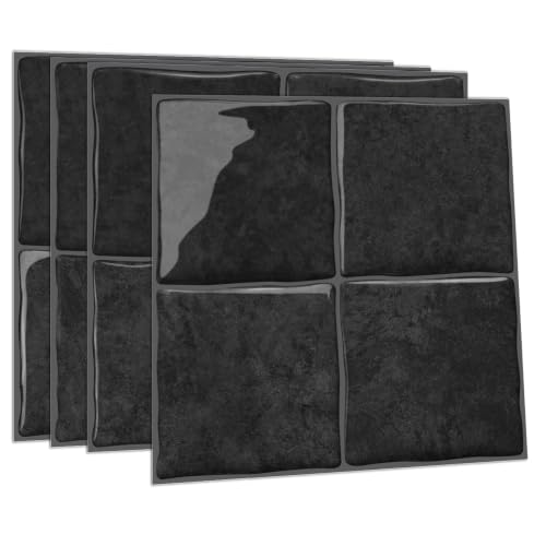 4 Sheets Charcoal Black 6"x6" Peel and Stick Subway Tile Backsplash - color: Charcoal Black, size: 4 Pcs 6" x 6" x 0.05"