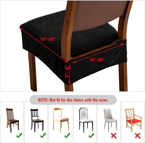 Waterproof Stretch Dining Chair Seat Covers, Set of 6 Black - color: Black, size: 16-20in-Rear-gapped