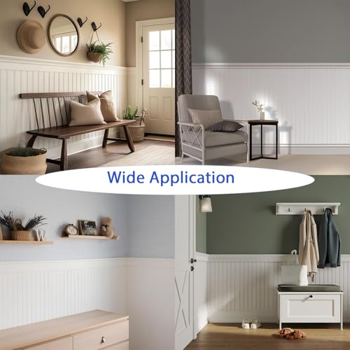 Wainscoting Wall Panels Kit,PS Beadboard Wall Panels,Cover 39"x79",8Pcs