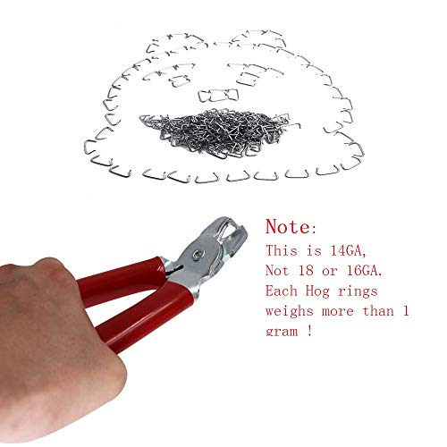 HARDK Hog Ring Pliers set Angled,300 Galvanized Hog Rings - Professional Upholstery Installation Kit - style: Angled & 300 PCS
