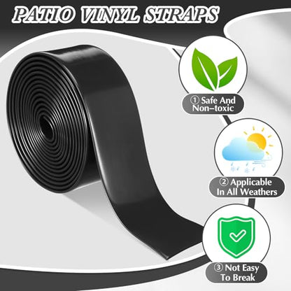 Landical Lawn Chair Webbing for Patio Chairs,2 Inch Wide 10 ft, Black - color: Black