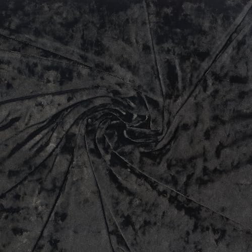 Panne Crushed Velvet Fabric by the Yard - 58/60" Wide Velvet Velour Cloth - Luxurious Fabric for Sewing Dresses, Upholstery & DIY Crafts - 97% Polyester 3% Spandex - Black - 2 Yards - color: Black, size: Precut 2 Yards
