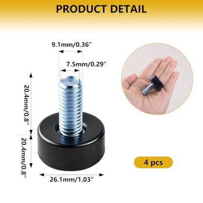 4 Pack Adjustable Furniture Levelers, 3/8"-16 UNC Threaded Leveling Feet for Tables, Chairs, Cabinets, Shelving, Sofa – Heavy Duty Floor Protectors - size: 4pcs 3/8"-16 UNC