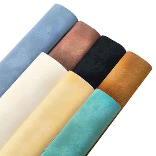 7 Colors 13 x 7.9 Inch Microfiber PU Leather Sheets for Crafts Soft Leather Rolls Frosted Synthetic Waterproof Colorful Faux Suede Fabrics for DIY Projects ﻿Handbags Bows Hair Accessories - color: 7colors