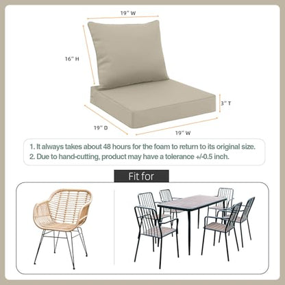 Favoyard Outdoor Patio Seat Cushions Set, 19 x 19 Inch, Waterproof, Beige - color: Beige, size: 19 x 19 x 3 In