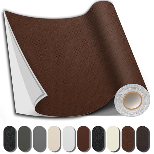 Shagoom Leather Repair Kits, Large Vinyl Repair Patch for Couches Furniture - color: Perforated Dark Brown, size: 17X79 inch