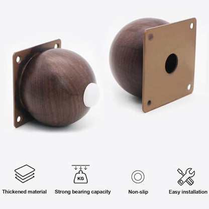 Furniture Legs Set of 4-3.14in Modern Metal Cabinet Legs Sofa Legs, Black Walnut Finish Replacement Feet for Furniture, Round Base, Heavy-Duty Support