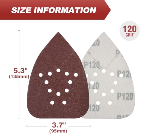 S SATC Mouse Sander Sandpaper 50PCS Mouse Sanding Pads 12 Holes Hook and Loop Sandpaper 120 Grit Detail Palm Sand Paper - style: 50 PCS 12 Hole 120 Grit
