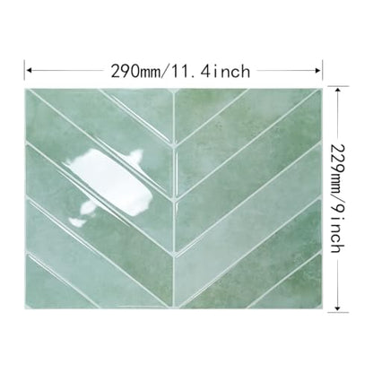 Alwayspon 10 Sheets 10"x10" Sage Green 3D Vinyl Backsplash Tiles, Self-Adhesive Peel and Stick Wall Tile Stickers Stick on Subway Tiles for Kitchen Bathroom Wall, 0272 - color: Sage Green