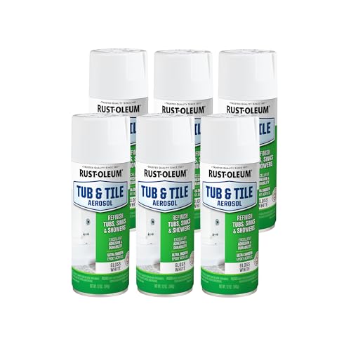 Rust-Oleum Tub & Tile White Spray Paint - color: White, size: 12 Ounce (Pack of 6)