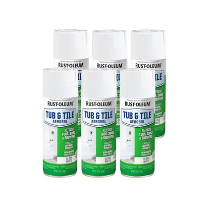 Rust-Oleum Tub & Tile White Spray Paint - color: White, size: 12 Ounce (Pack of 6)