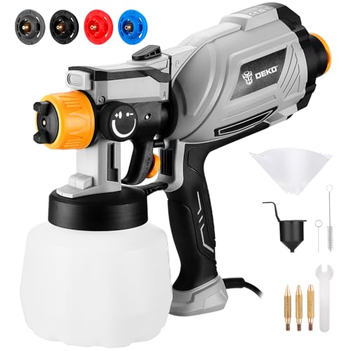 Paint Sprayer, 1000W HVLP High Power Spray Paint Gun with 1200ml High Capacity Container, 4 Nozzles and 3 Patterns, Easy to Clean, for Furniture, Cabinets, Fence, Walls, Door, Garden Chairs