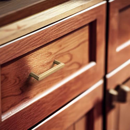 Goo-Ki 6 Pack 3'' Center to Center Champagne Bronze Cabinet Handles Contemporary Kitchen Drawer Pulls with Subtle Curves - color: Champagne Bronze, size: 3" Center to Center