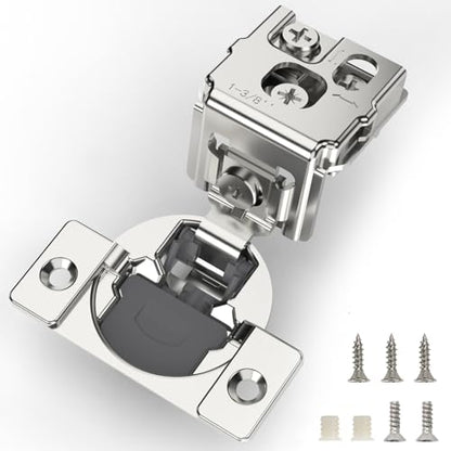 Furniware 2 Pieces 1-3/8 inch Overlay Soft Close Hinges, 105 Degree - color: Satin Nickel - 2 Pack, size: 1-3/8 Inch