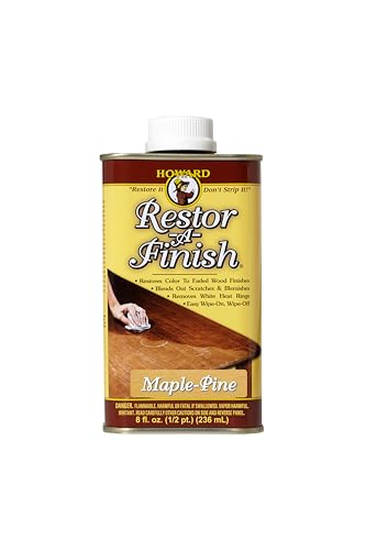 HOWARD - Restor-A-Finish: Restore Your Maple-Pine Wood Finishes Repair Scratches, Eliminate Stains, White Heat or Water Rings and More. Safe on Furniture, Trim, and All Finished Wood. Size: 8 Fl oz - color: Maple-Pine, size: 8 oz