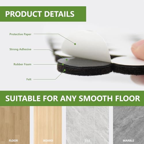 Felt Furniture Pads for Hardwood Floors 96 PCS, 1" Round, Black - size: 96PCS 1 inch Round Black