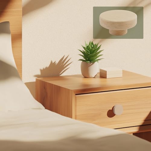 Dnyta 12Pcs 2"×1" Wooden Single Hole Knobs Round Drawer Knobs for Kitchen