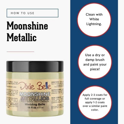 Dixie Belle Paint Company Moonshine Metallics - Wedding Belle (16oz) - color: Wedding Belle, style: 16 Fl Oz (Pack of 1)