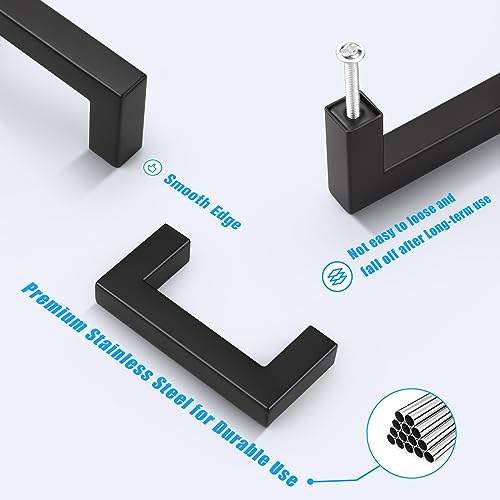 KNOBWELL 20 Pack| 2-1/2 inch Dresser Drawer Pulls Matte Black, 64mm Modern Square Slim Knobs and Pulls for Kitchen Cupboard Bathroom Bedroom Vanity Chest Furniture Pulls - color: Matte Black, size: Hole Center:2-1/2 inch(64mm)