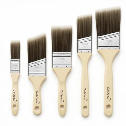 Paint Brushes Set - 5 Pcs Flat & Angle Paintbrushes for Wall & Trim, Suitable for Oil & Water-Based Paints, Stains