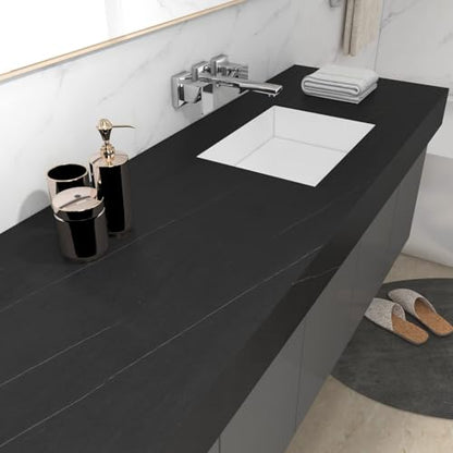 Decotalk 24"x120" Matte Black Marble Contact Paper Peel and Stick Black Marble Countertop Contact Paper Waterproof Matte Marbles Vinyl Wrap Dark Kitchen Counter Top Cover Wrap Peel and Stick Wallpaper - size: 24" x 120"