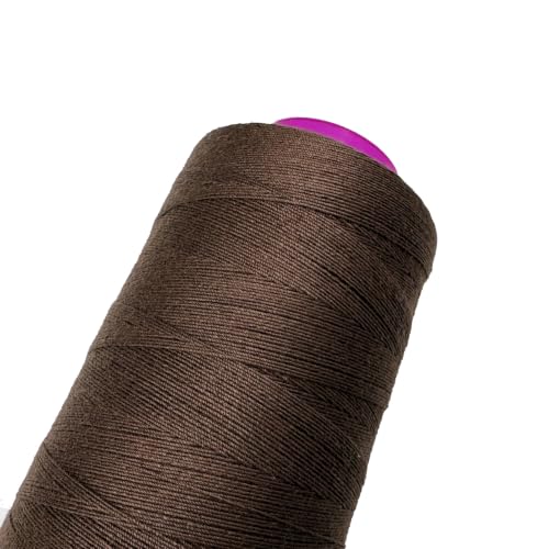 Thick Polyester Thread for Wig Making & Hair Extension Sewing, Brown, 3 Pcs Curved Needles - color: Brown