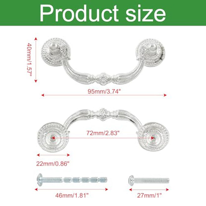 8 Pack 2.75" Hole Center Bail Pull Silver Drawer Handle - color: Silver(8 PCS), size: 2.75 Inch