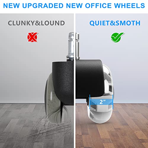 Omyoffice 2" Office Chair Wheels Set of 5, Black Heavy Duty Chair Caster - color: Black