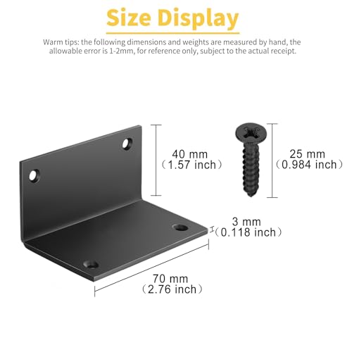 8 PCS Iron 2.76 Inch L Right Angle Bracket with Screws, 2.76" x 1.57" x 1.57" Metal Joint Bracket 90 Degree Corner Brace for Wood Bookshelf Furniture Cabinet, Thickness 3 mm Heavy Duty Black Brackets - size: 2.76" x 1.57" x 1.57" - 8pcs - Black