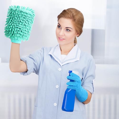 Potchen 6 Pcs Microfiber Dusting Mitt Glove for Plant - color: Light Blue