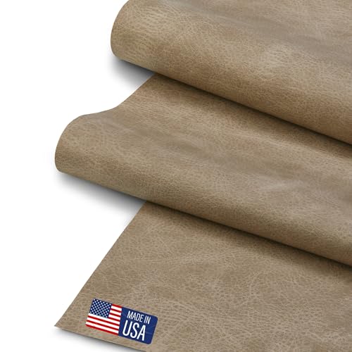 Faux Leather Fabric, Thick Durable Synthetic Repholstery Leather Vinyl, Soft Touch Distressed DIY and Craft Material - 5 Yard Roll (Mushroom) - color: Mushroom, size: 5 Yard Roll
