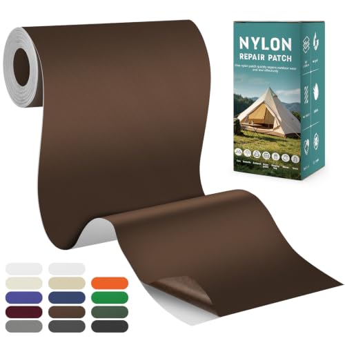 Nylon Tent Repair Tape, Self-Adhesive Fabric Patch Kit Brown - color: Brown