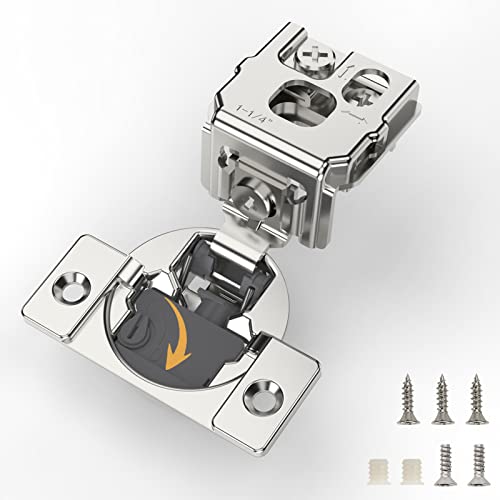 [Closing Speed Control] 10 Pack 1-1/4 Inch Overlay Soft Close Hinges - color: 10 Pieces, size: 1-1/4 Inch