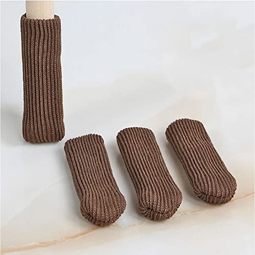 Knitted Chair Leg Socks Protectors for Hardwood Floor Protectors High Elastic Bar Stool Leg Covers Double Thickness Furniture Pads, Chair Leg Covers Caps Set (Brown, 24) - size: 24