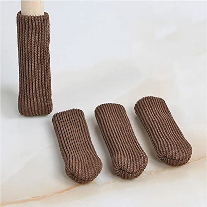 Knitted Chair Leg Socks Protectors for Hardwood Floor Protectors High Elastic Bar Stool Leg Covers Double Thickness Furniture Pads, Chair Leg Covers Caps Set (Brown, 24) - size: 24