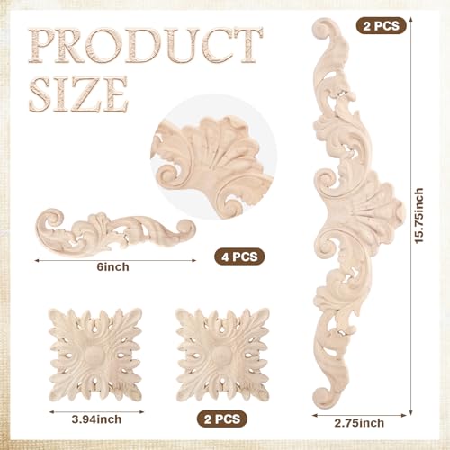Croblissful 8 Pcs Wood Appliques and Onlays, Adorable Style, Large Size - size: Large Size, style: Adorable Style